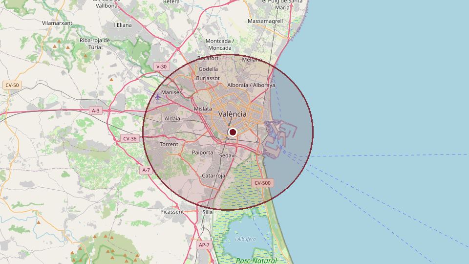 Mapa de la zona de trabajo: València capital y su área metropolitana